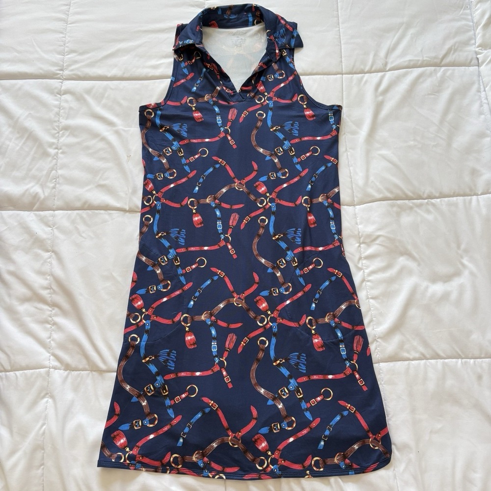 X by GOTTEX Dress Womens Small Blue‎ Studio Technology Golf Tennis Preppy Active